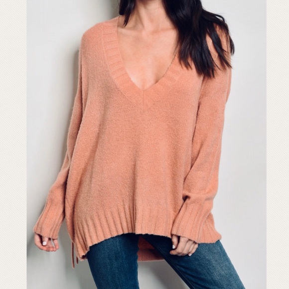 Uniq Sweaters - Uniq blush Back Lacing v-neck Sweater